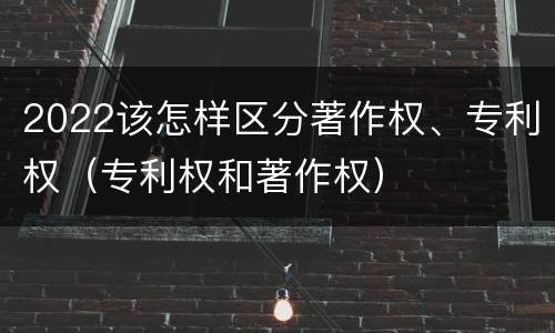 2022该怎样区分著作权、专利权（专利权和著作权）