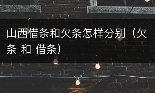 山西借条和欠条怎样分别（欠条 和 借条）