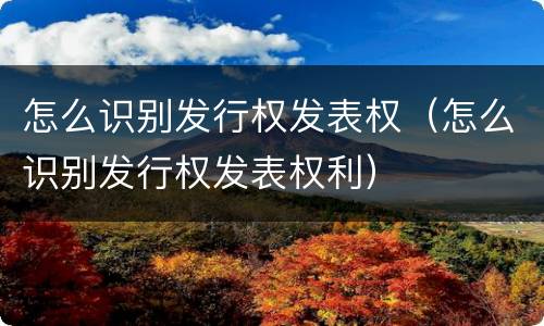 怎么识别发行权发表权（怎么识别发行权发表权利）