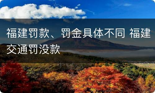 福建罚款、罚金具体不同 福建交通罚没款