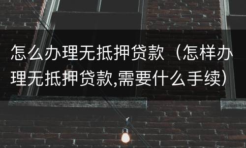 怎么办理无抵押贷款（怎样办理无抵押贷款,需要什么手续）