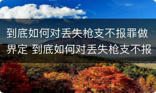 到底如何对丢失枪支不报罪做界定 到底如何对丢失枪支不报罪做界定呢