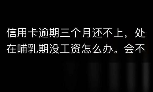 信用卡逾期三个月还不上，处在哺乳期没工资怎么办。会不会被起诉，会不会被坐牢啊