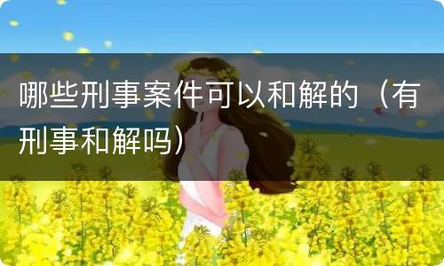 哪些刑事案件可以和解的（有刑事和解吗）