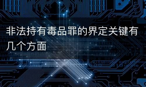 非法持有毒品罪的界定关键有几个方面