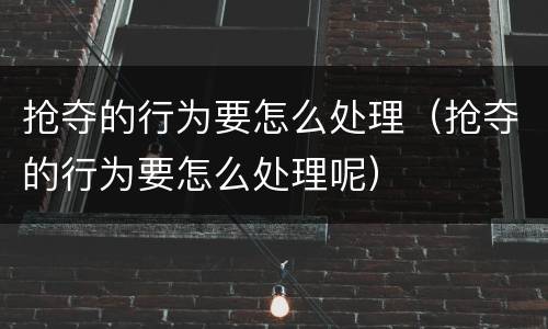 抢夺的行为要怎么处理（抢夺的行为要怎么处理呢）