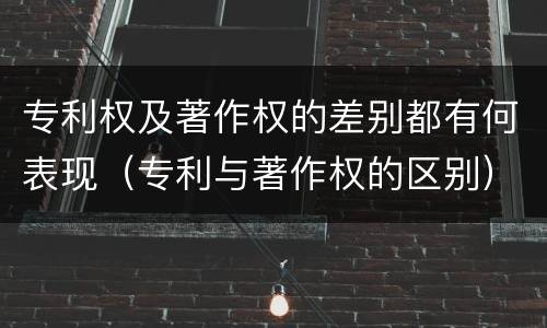 专利权及著作权的差别都有何表现（专利与著作权的区别）
