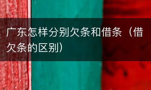 广东怎样分别欠条和借条（借欠条的区别）