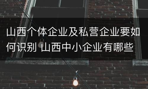 山西个体企业及私营企业要如何识别 山西中小企业有哪些
