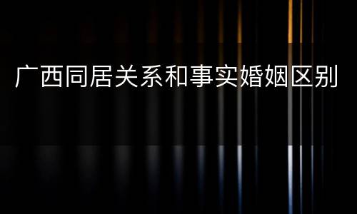 广西同居关系和事实婚姻区别