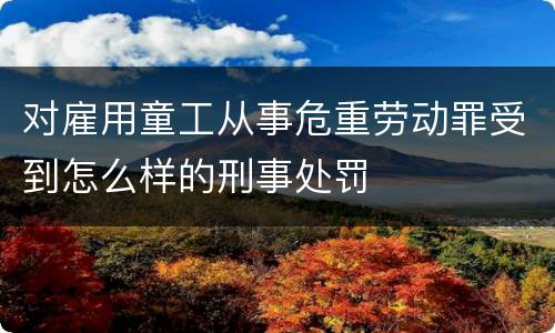 对雇用童工从事危重劳动罪受到怎么样的刑事处罚