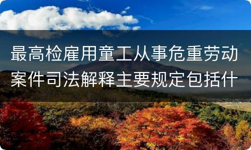 最高检雇用童工从事危重劳动案件司法解释主要规定包括什么