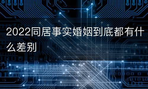 2022同居事实婚姻到底都有什么差别