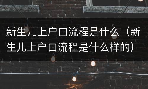 新生儿上户口流程是什么（新生儿上户口流程是什么样的）