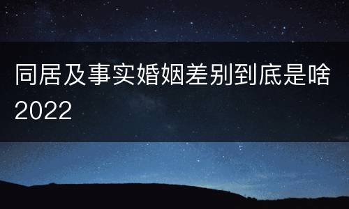 同居及事实婚姻差别到底是啥2022