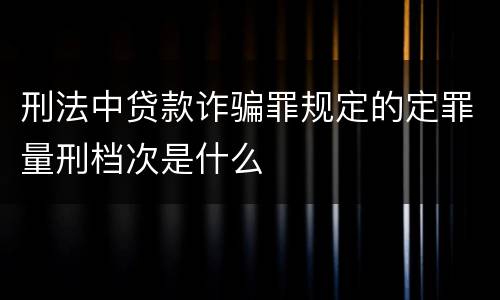 刑法中贷款诈骗罪规定的定罪量刑档次是什么