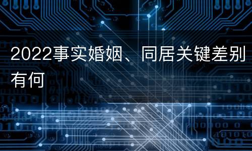 2022事实婚姻、同居关键差别有何