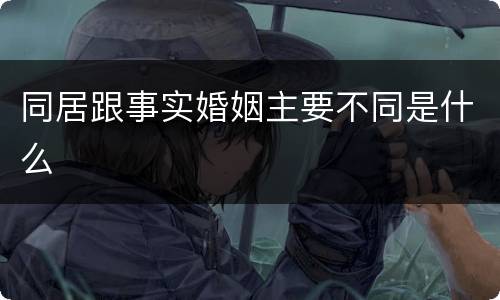 同居跟事实婚姻主要不同是什么