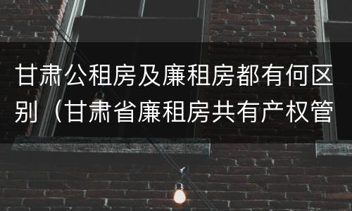 甘肃公租房及廉租房都有何区别（甘肃省廉租房共有产权管理办法）
