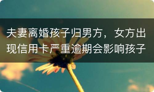 夫妻离婚孩子归男方，女方出现信用卡严重逾期会影响孩子吗？比如孩子读书之类的