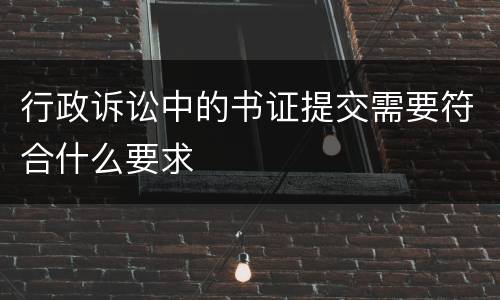 行政诉讼中的书证提交需要符合什么要求