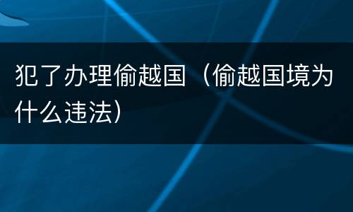 犯了办理偷越国（偷越国境为什么违法）