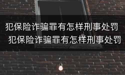 犯保险诈骗罪有怎样刑事处罚 犯保险诈骗罪有怎样刑事处罚的规定