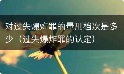 对过失爆炸罪的量刑档次是多少（过失爆炸罪的认定）