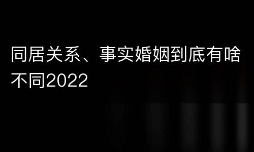 同居关系、事实婚姻到底有啥不同2022