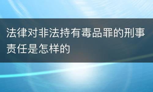 法律对非法持有毒品罪的刑事责任是怎样的