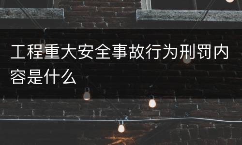 工程重大安全事故行为刑罚内容是什么