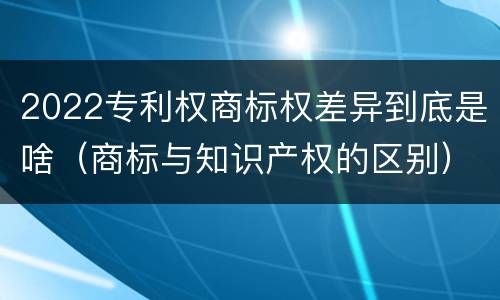 2022专利权商标权差异到底是啥（商标与知识产权的区别）