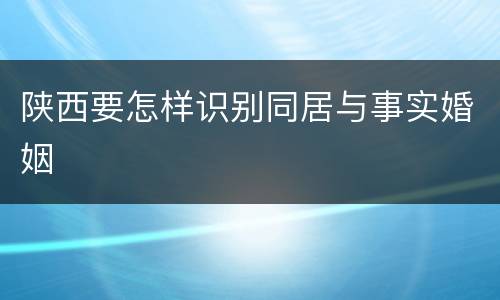 陕西要怎样识别同居与事实婚姻
