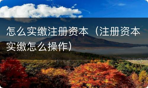 怎么实缴注册资本（注册资本实缴怎么操作）