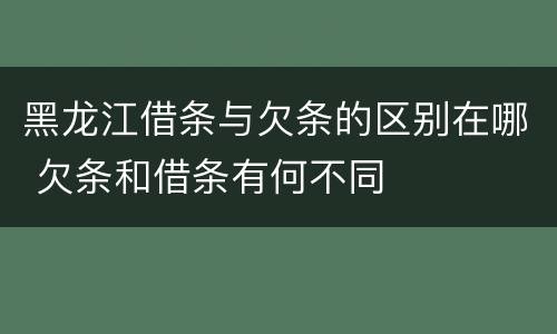 黑龙江借条与欠条的区别在哪 欠条和借条有何不同