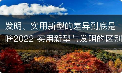 发明、实用新型的差异到底是啥2022 实用新型与发明的区别有哪些