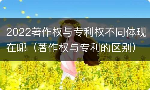 2022著作权与专利权不同体现在哪（著作权与专利的区别）
