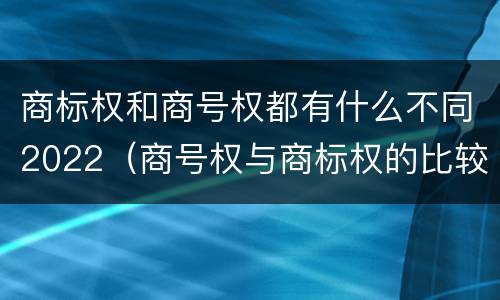 商标权和商号权都有什么不同2022（商号权与商标权的比较）