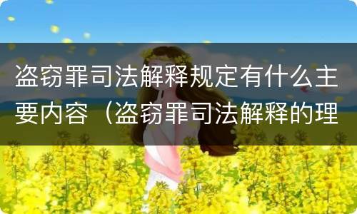 盗窃罪司法解释规定有什么主要内容（盗窃罪司法解释的理解与适用）