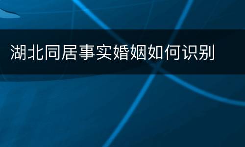湖北同居事实婚姻如何识别