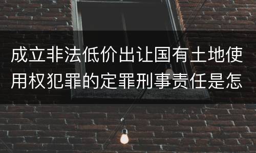 成立非法低价出让国有土地使用权犯罪的定罪刑事责任是怎样的