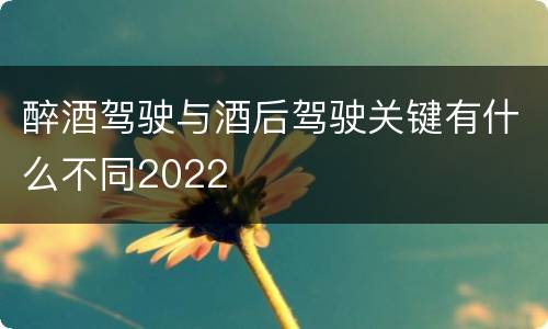醉酒驾驶与酒后驾驶关键有什么不同2022