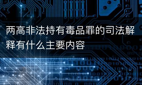 两高非法持有毒品罪的司法解释有什么主要内容
