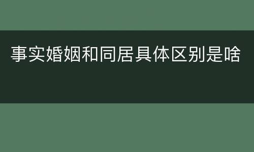 事实婚姻和同居具体区别是啥