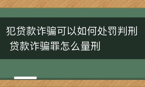 犯贷款诈骗可以如何处罚判刑 贷款诈骗罪怎么量刑