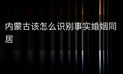 内蒙古该怎么识别事实婚姻同居
