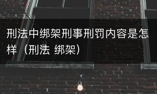 刑法中绑架刑事刑罚内容是怎样（刑法 绑架）