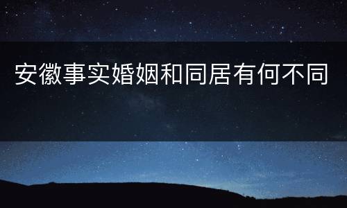安徽事实婚姻和同居有何不同