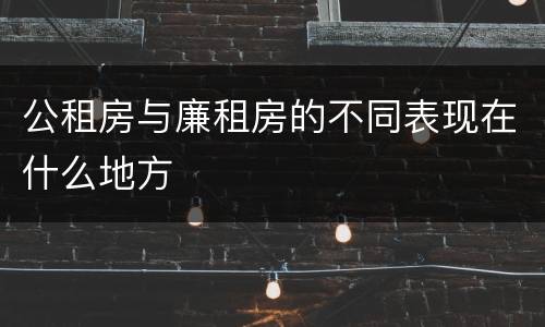 公租房与廉租房的不同表现在什么地方