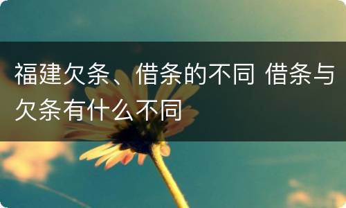 福建欠条、借条的不同 借条与欠条有什么不同